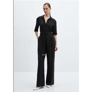 MNG Jumpsuit Size XXL Black Belted Long Sleeve